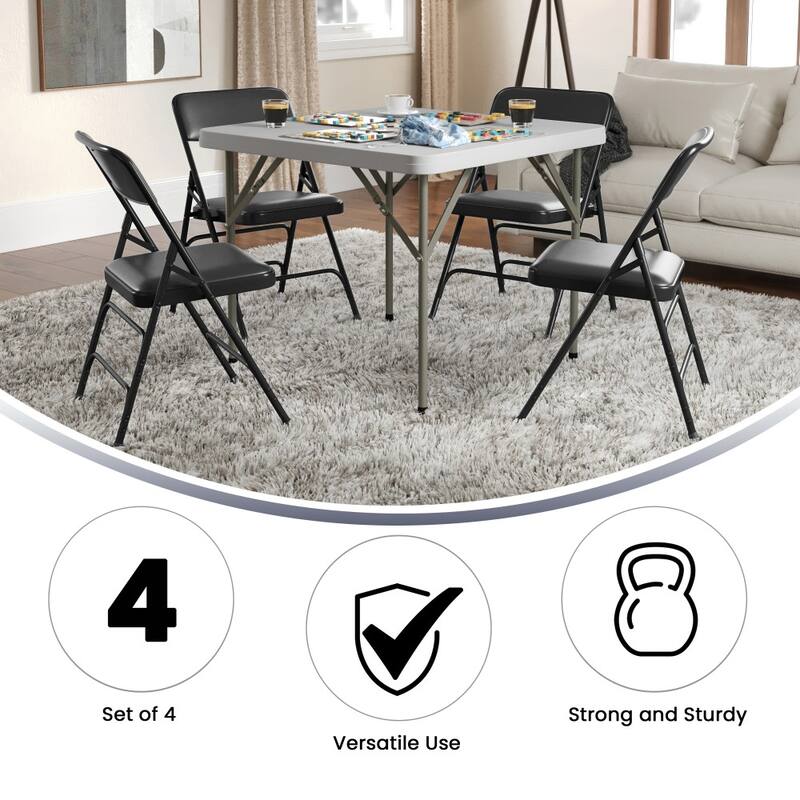 4 Pack Curved Triple Braced & Double Hinged Metal Folding Chair