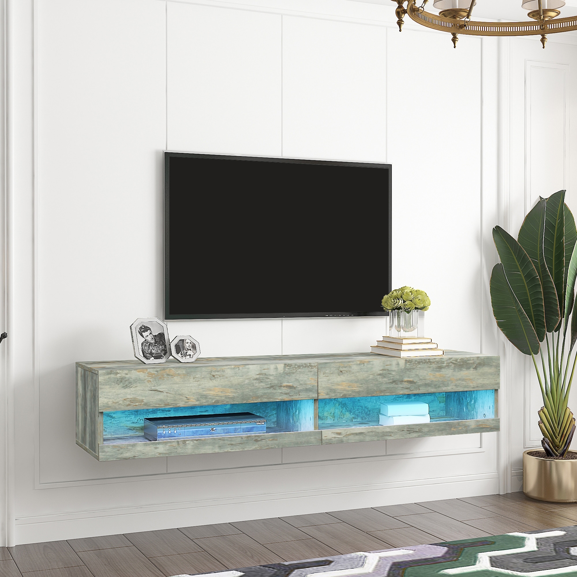 Floating tv unit hotsell with led lights