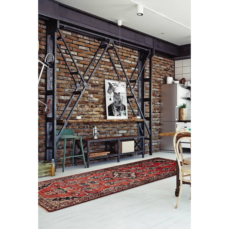 ECARPETGALLERY Hand-knotted Andelz Red Wool Rug - 2' 9" x 9' 4"