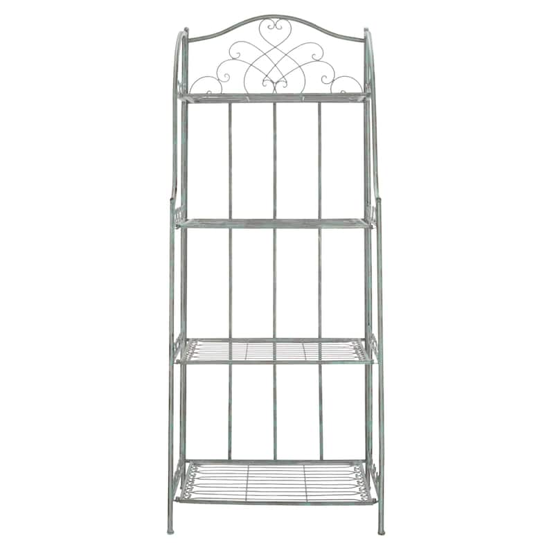 SAFAVIEH Bryn Victorian Wrought Iron 4-Tier Outdoor Bakers Rack - 25 In. W x 15 In. D x 63 In. H - 25"W x 15"D x 63"H