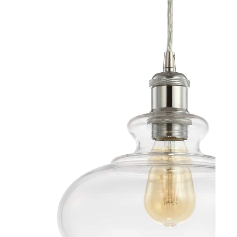 Kurtz 9.5" Pharmacy Metal/Glass LED Pendant, Chrome by JONATHAN Y