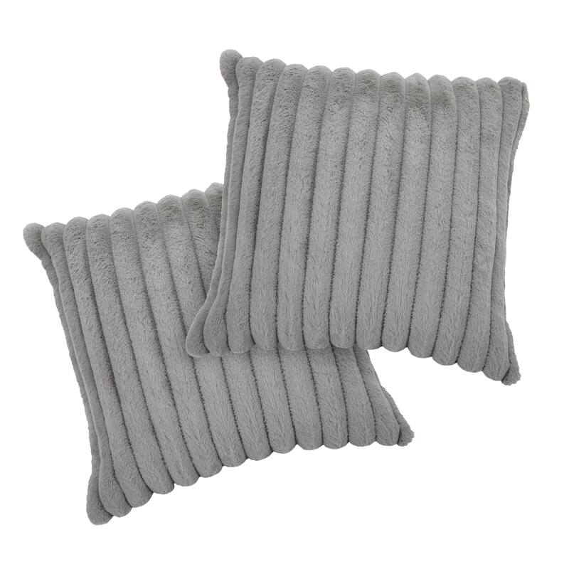 Faux Fur Decorative Throw Pillows for Couch & Bed (Set of 2)