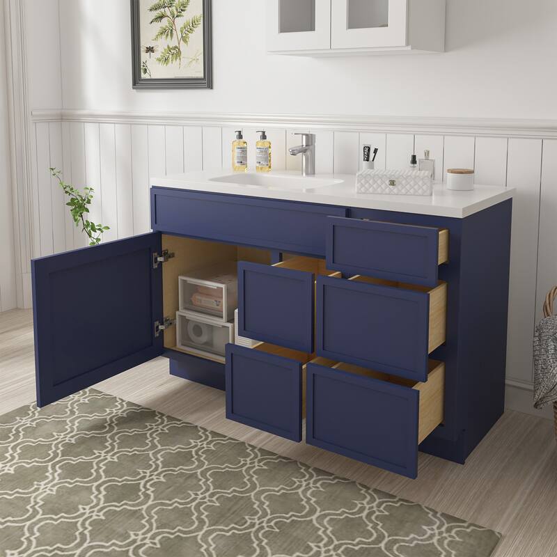 Vanity Art 51" Birch Freestanding Bathroom Vanity Cabinet without Top
