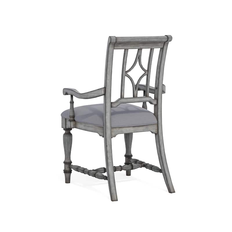 Plymouth Gray Wood Upholstered Arm Dining Chair by Flexsteel - 24" x 40" x 26"