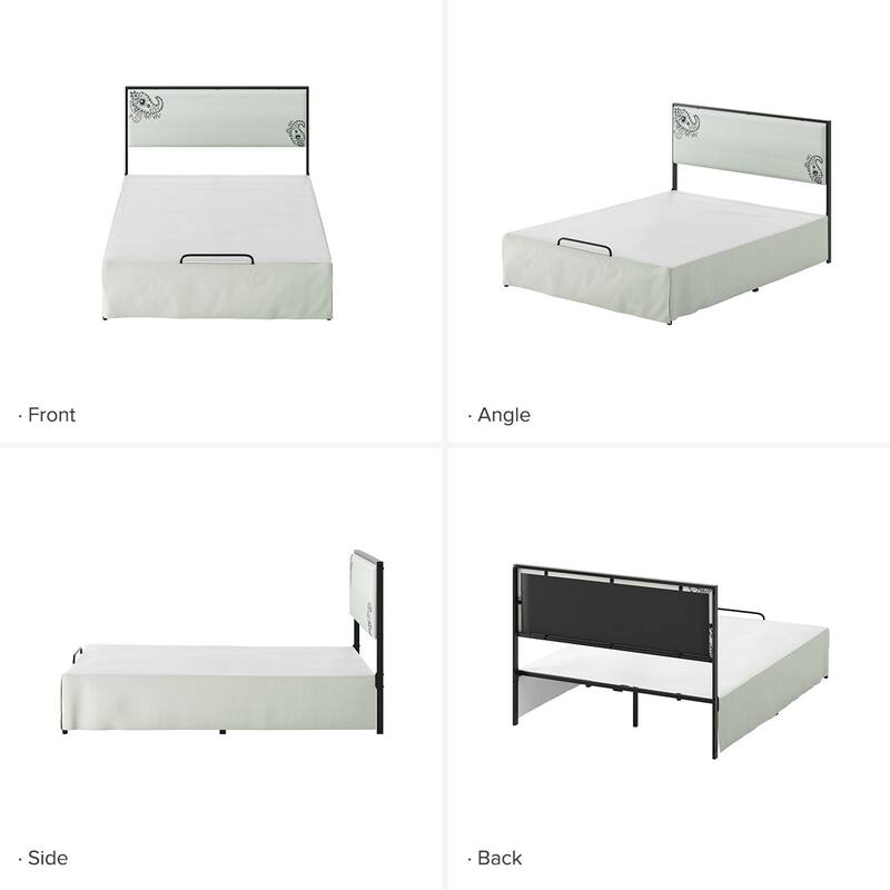 Oliver Modern Washable Slipcover Bed Upholstered Metal by HULALA HOME