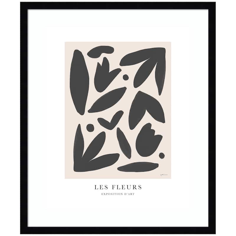 Kate and Laurel Exposition d Art Les Fleurs by Gabrielly Guedes Framed Wall Art Print - 21x25 - Black