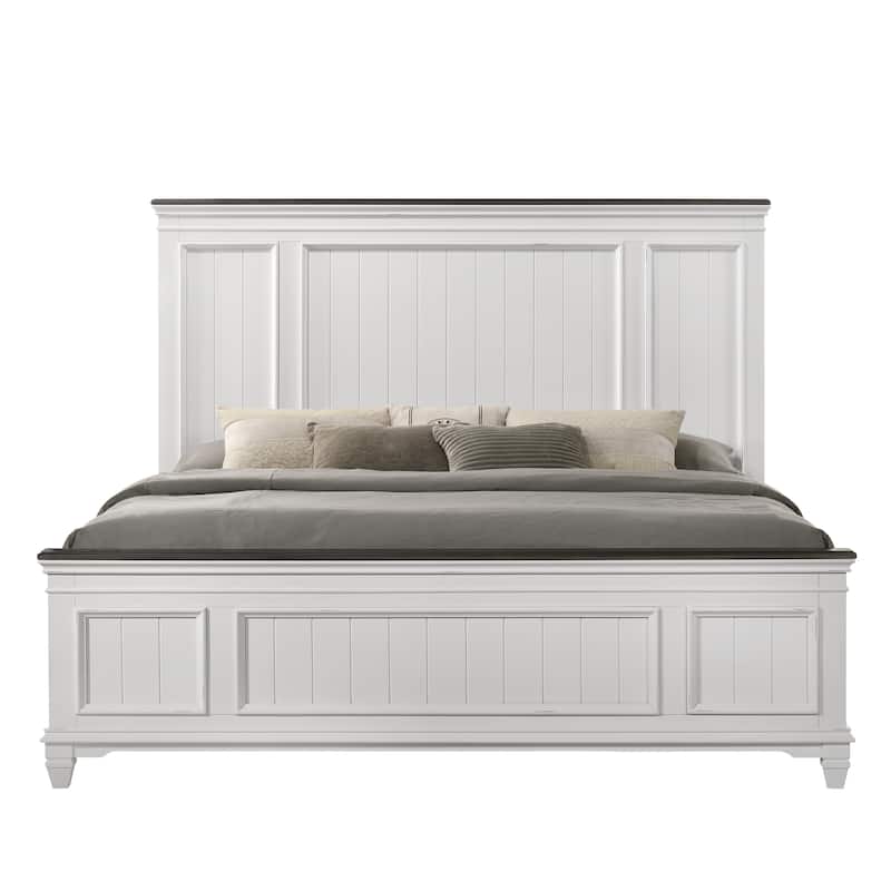 Roundhill Furniture Clelane Wood Bedroom Set with Bed, Dresser, Mirror, and Two Nightstands