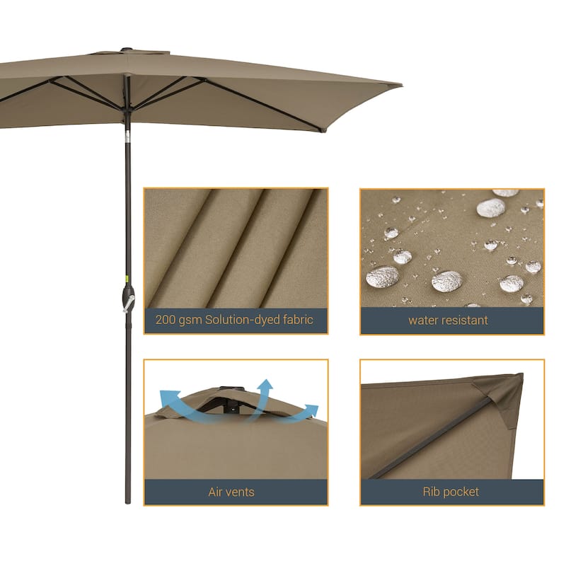 LIVOOSUN 10x6.5ft Patio Market Umbrella Aluminum Table Umbrellas