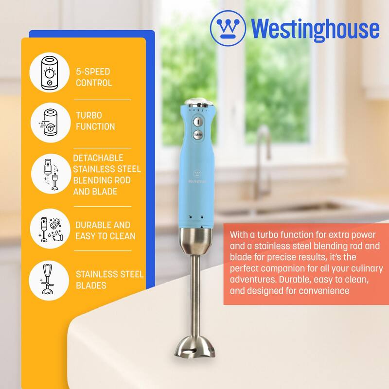 Westinghouse 5-Speed Immersion Hand Blender - Retro Series, 4 Colors