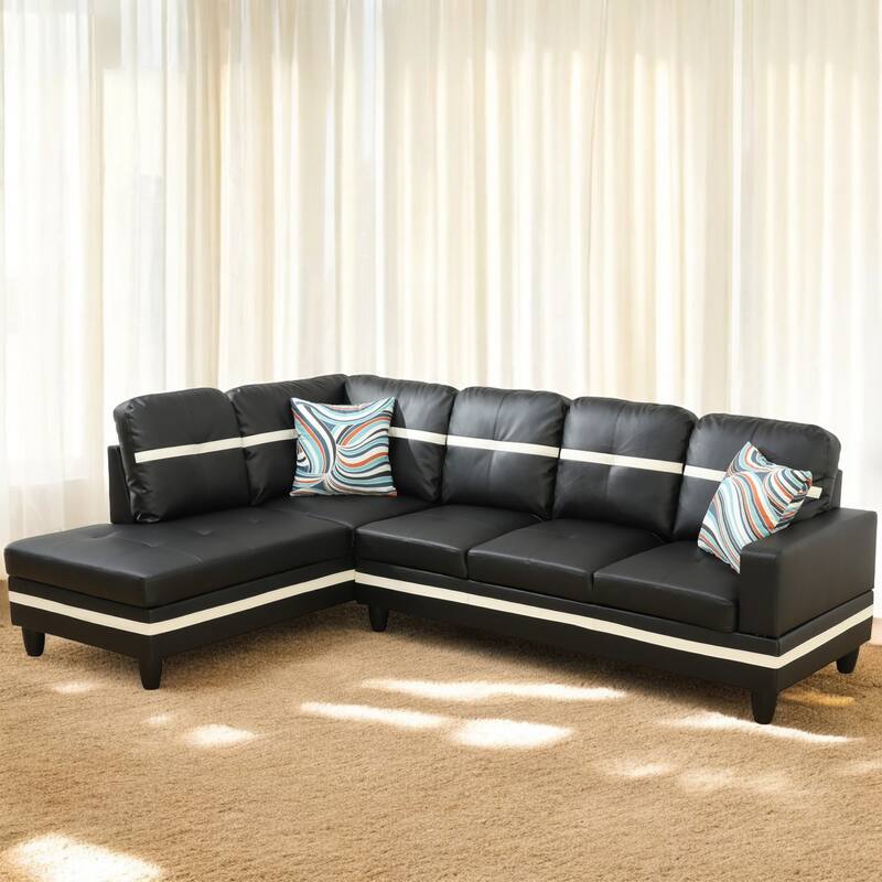 KISRAIS 103" Wide 2-Piece Vegan Leather Sectional Sofa