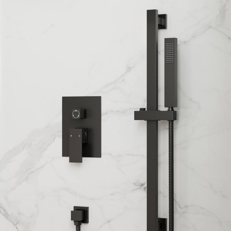 GRANDJOY Shower Faucet Set 10 and 6 inch Wall Mount Rainfall Dual Shower Heads with Handheld Shower Spray Combo High Pressure