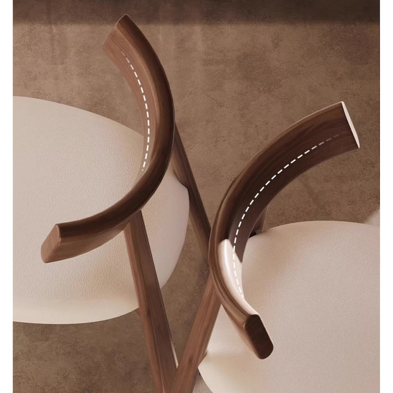 Faux Leather & Solid Wood Modern Open Back 2pc Dining Chair Set