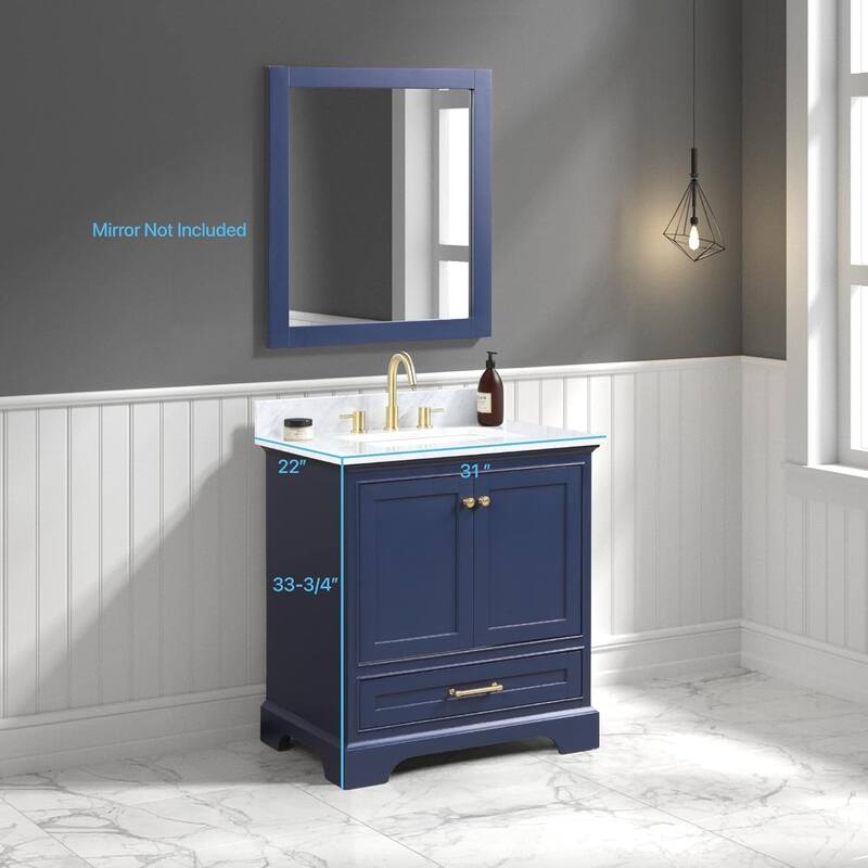 Blossom Copenhagen 30" Solid Wood Bathroom Vanity w/ Marble Top & Sink