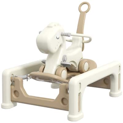 5 in 1 Kids Rocking Horse for Toddlers and Children Ages 1 to 6 with Safety Guardrail Footrest Durable HDPE