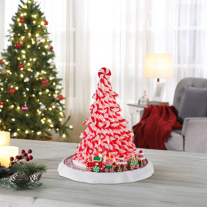 9 in. Peppermint Tree with Train