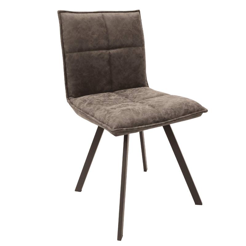 LeisureMod Wesley Contemporary Minimalist Leather Dining Chair - Sleek Metal Base Side Accent Chair for Home Kitchen Office - Grey
