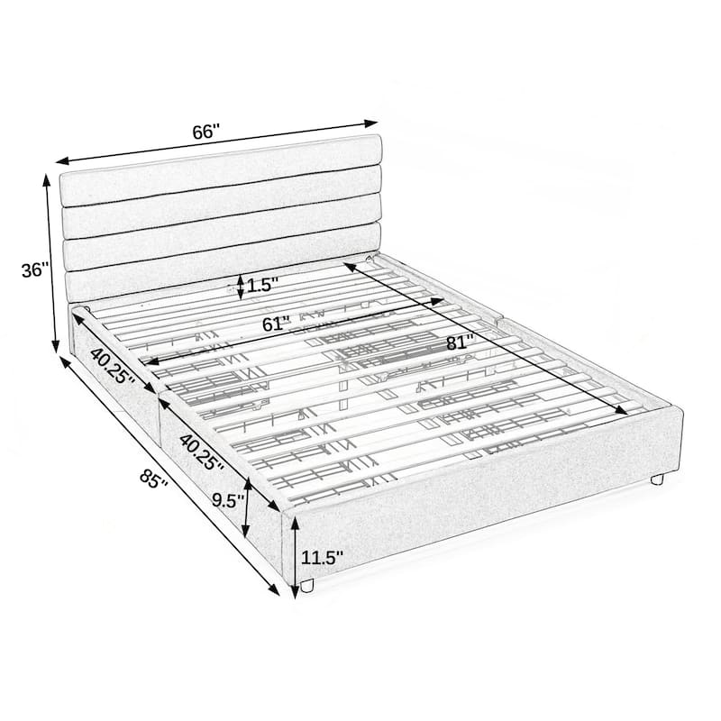 Comfortable Queen-Size Upholstered Bed with Practical Drawers