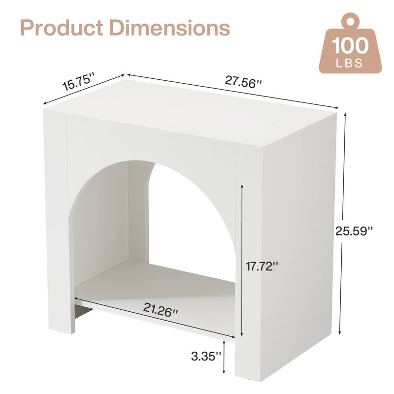 Farmhouse End Table for Living Room Large Side Table with Storage Sofa Table