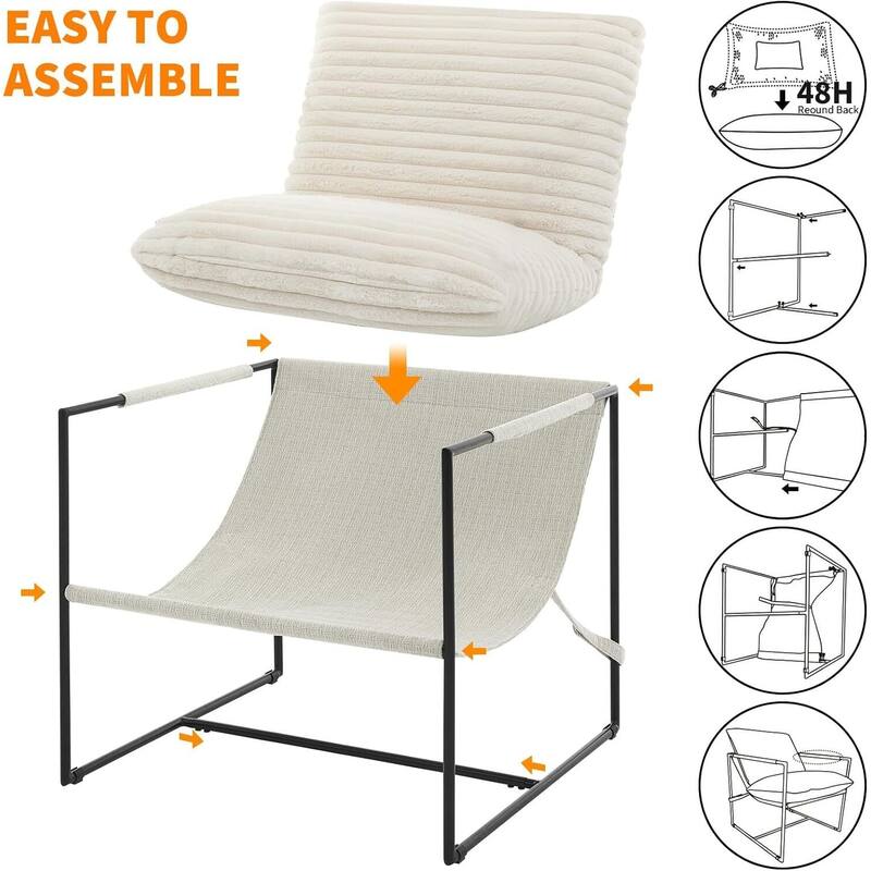 Modern Sling Accent Chair, Upholstered Lounge Armchair for Living Room, Bedroom