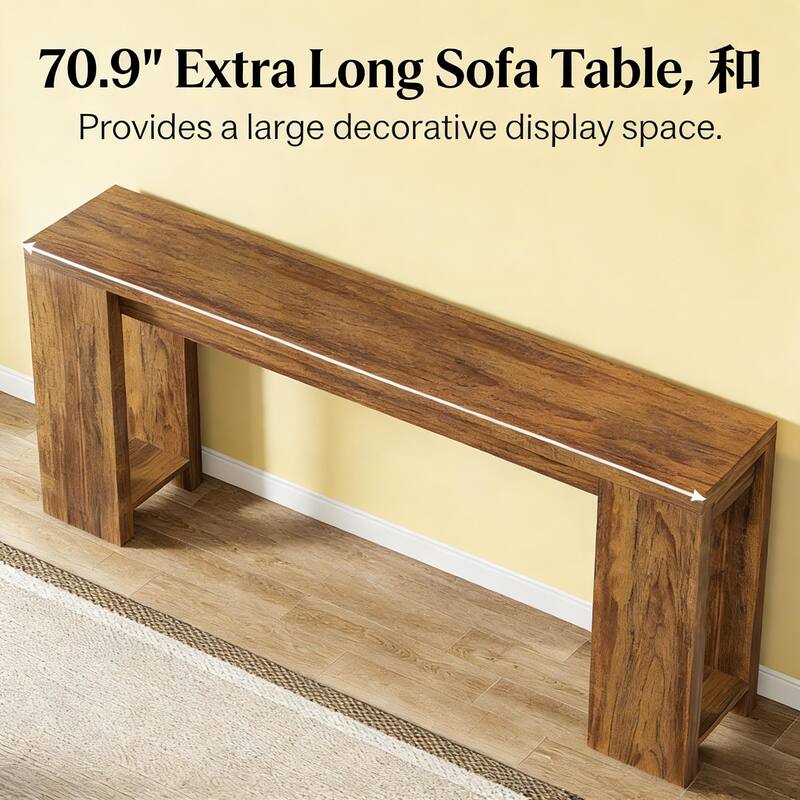 Rossetta Farmhouse Simple Slim Profile Wood-Grain Finish Entryway Table