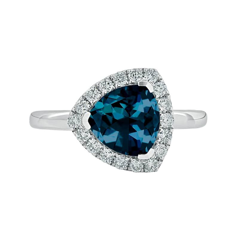 Auriya 2 1/8ct Trillion-cut London Blue Topaz 1/4cttw Halo Diamond Engagement Ring 14k Gold