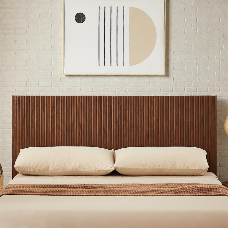 Lift Up Storage Platform Bed with Hydraulic Mechanism, Curved Corrugated Wooden Panels, No Box Spring Required