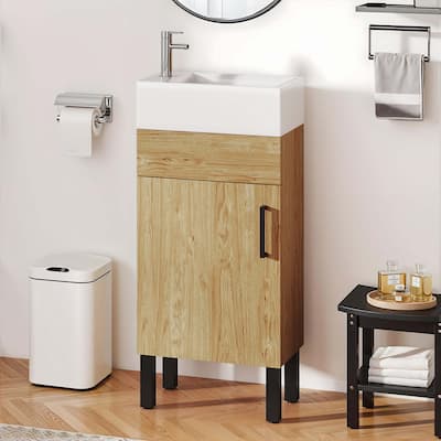 Moasis 15.7" Freestanding Single Bathroom Vanities Set with Cabinet Storage