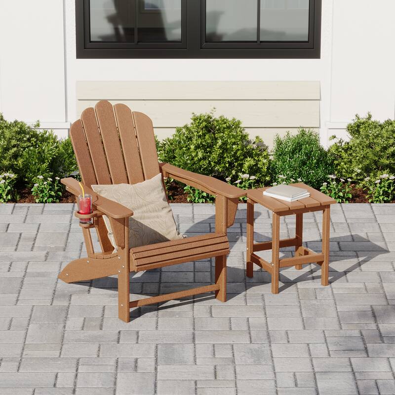 Aderson Outdoor Poly Adirondack Chair with Side Table