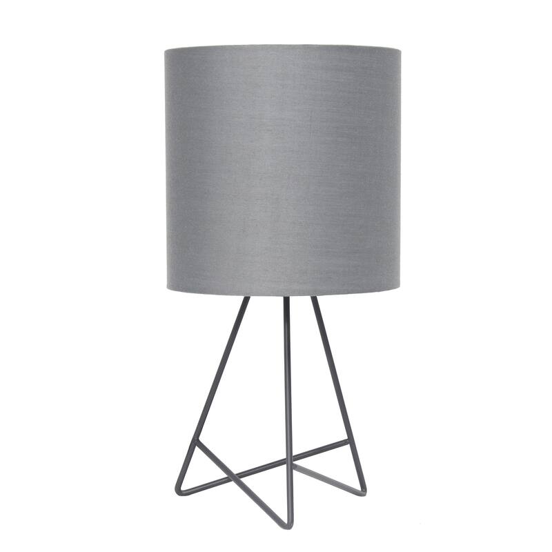 Open Wire Framed LED Table Lamp with Round Drum Shade - 14" - Gray