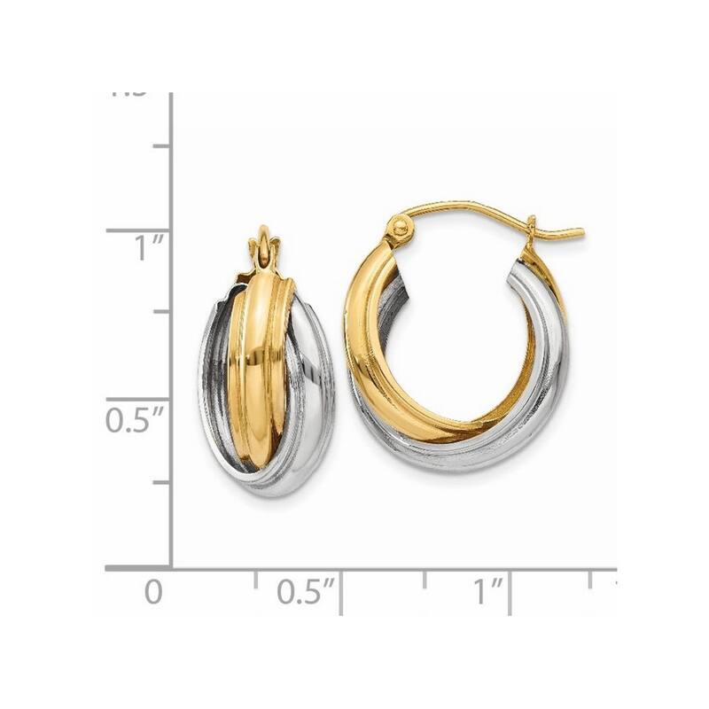 Curata 14k Two Tone Gold Polished Double 10x8mm Hoop Earrings