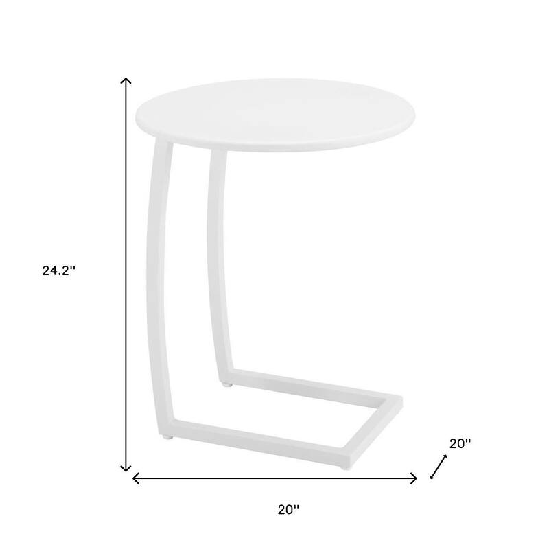 20" White Aluminum Round Outdoor Side Table