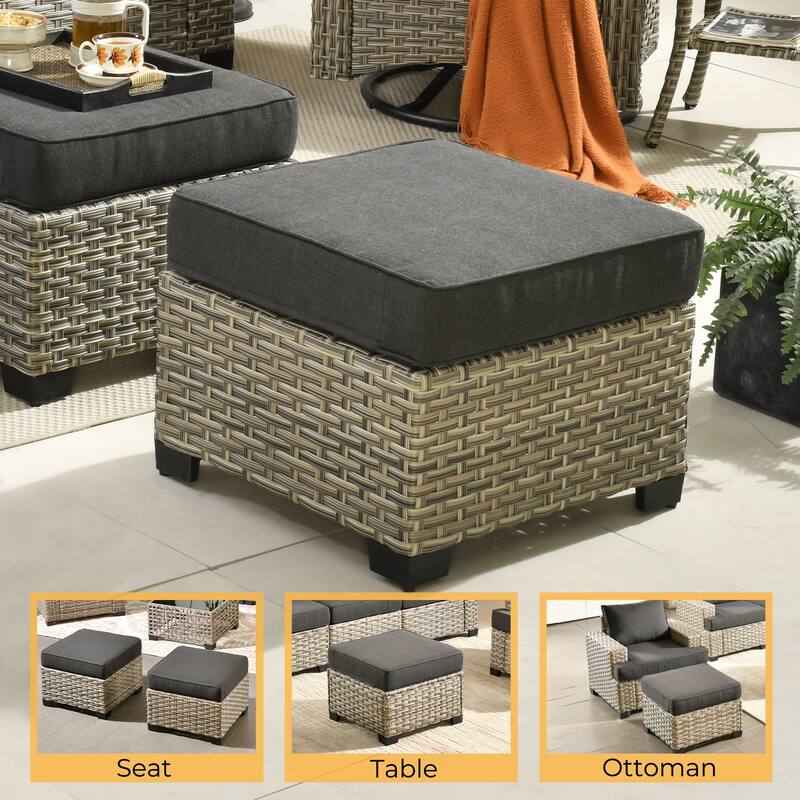 HOOOWOOO 9-piece Wicker Patio Furniture Swivel Rocking Chair Set with Fire Pit