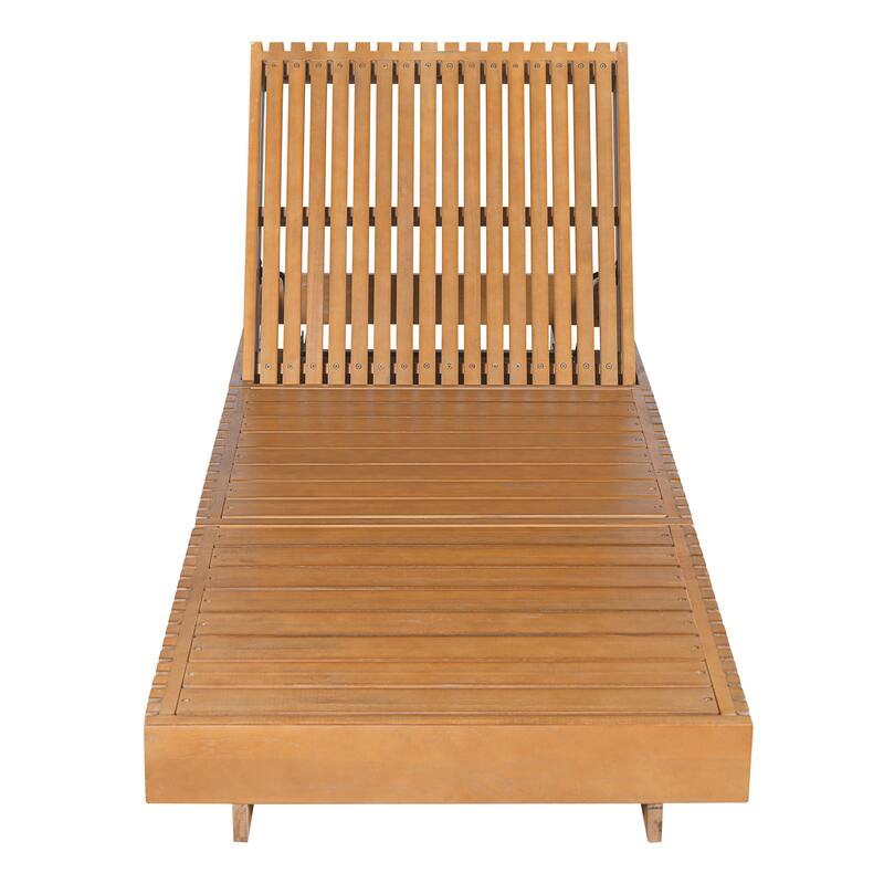 Christopher Knight Home - Gimmie Lounge Chaise Set Solid Acacia Wood with Waterproof Cushion & Adjustable Backrest