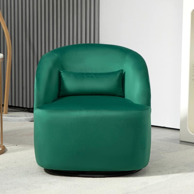 Modern Velvet Upholstered Swivel Accent Chair - Green