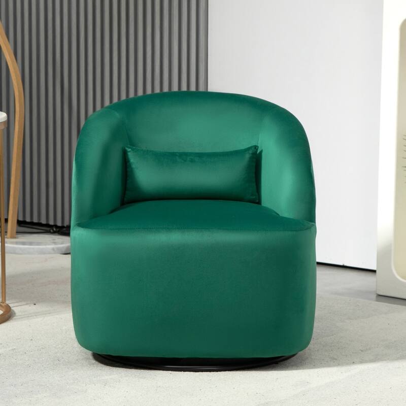 US Pride Furniture Accent Chair with Barrel-shaped Design and 360 Degree Swivel Feature - Green