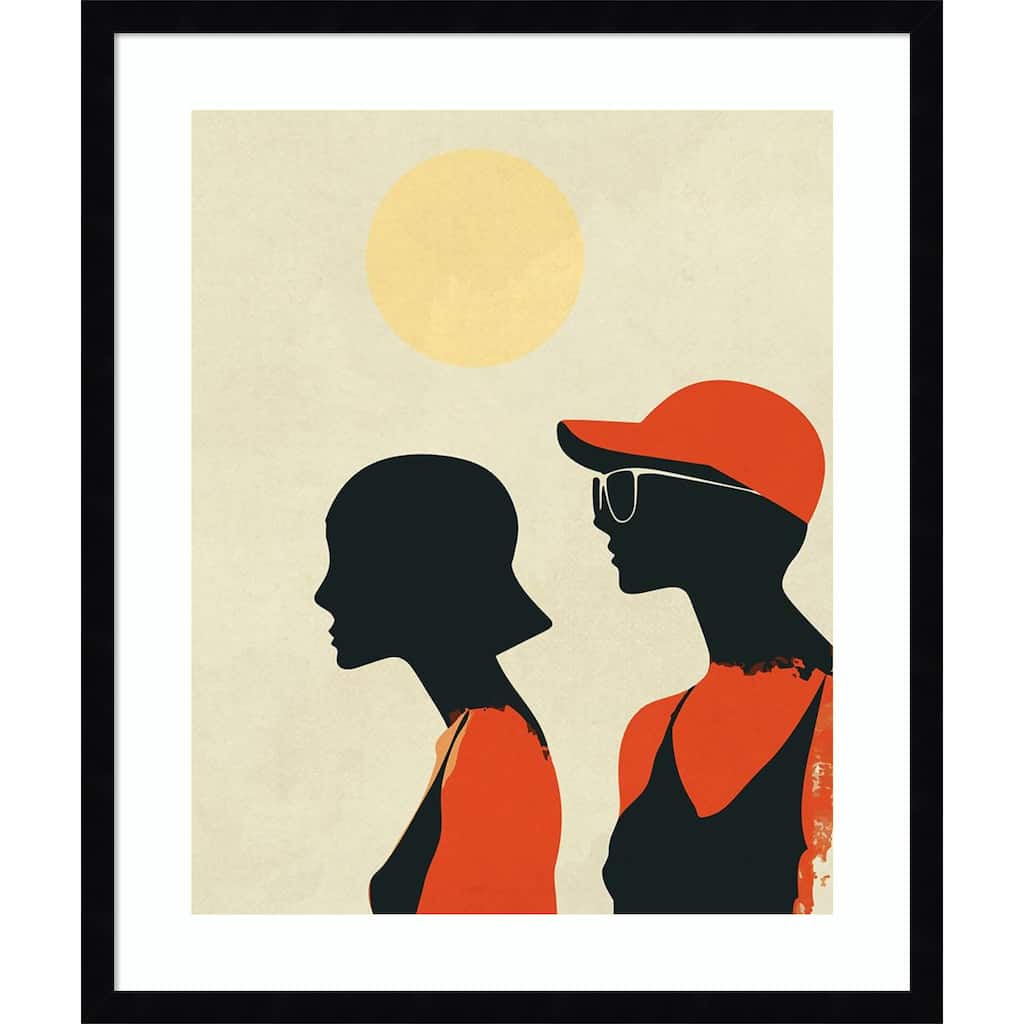 Sunny Sisters by Layla Oz Wood Framed Wall Art Print - Svelte Noir Black