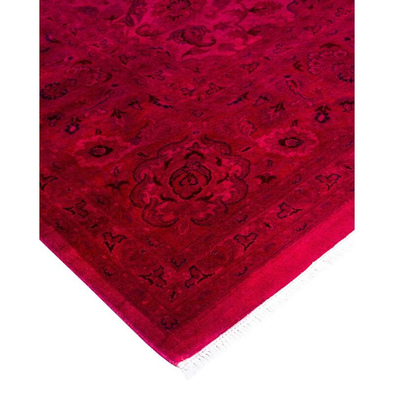 Overton Hand Knotted Wool Vintage Inspired Modern Contemporary Overdyed Pink Area Rug - 8' 2" x 9' 10"