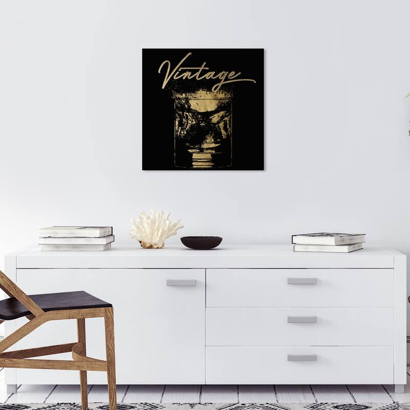 Wynwood Studio Canvas Drinks and Spirits Classic Vintage Black and Glam Wall Art Canvas Print - 20 x 20