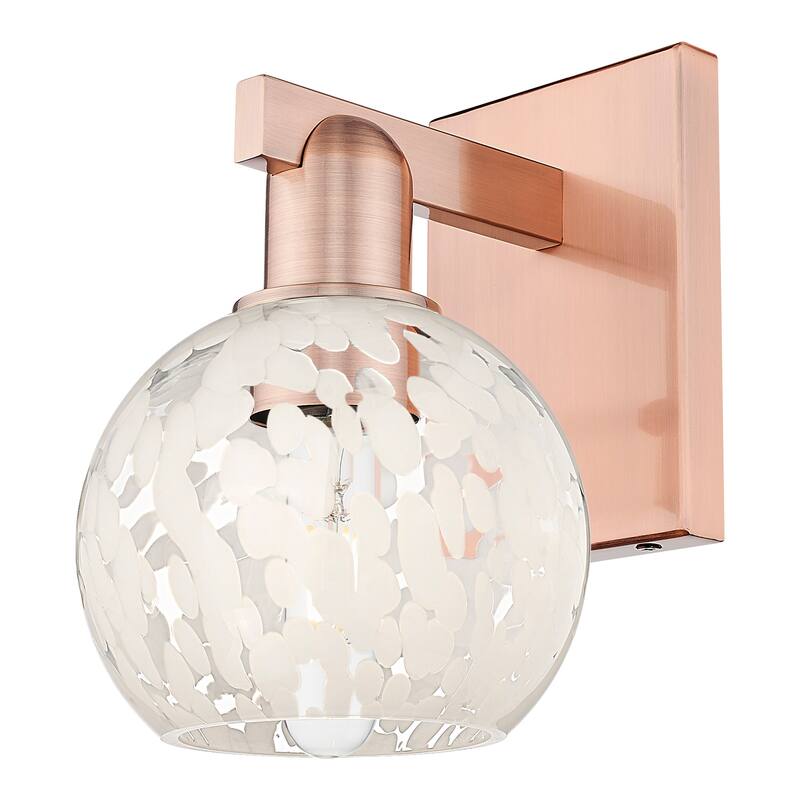 Innovations Lighting 716-1W-10-6 White Mouchette Sconce White - Antique Copper / White Mouchette