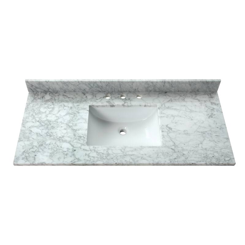 Avanity Carrara White Natural Marble Vanity Top with Rectangular Undermount Sinks