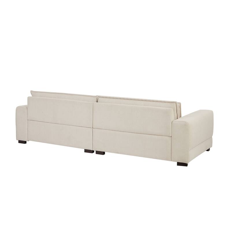 Beige 104.72'' Contemporary 4-Seater Fabric Sofa with Wooden Legs - Sleek and Durable Design for Apartments and Offices