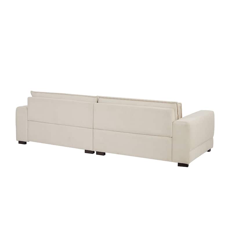 Modern 104.7" Large Fabric Sofa with Lumbar Pillows