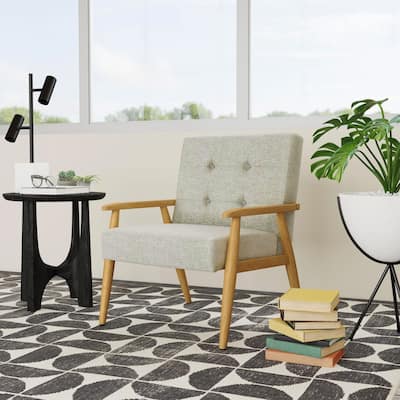 HomePop Wood Frame Accent Chair - Light Gray Solid Woven