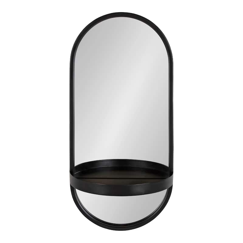 Kate and Laurel Estero Metal Oval Wall Mirror with Shelf