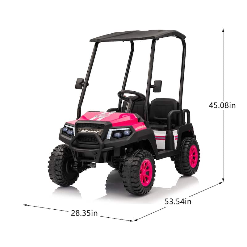24V XL Kids Ride On Electric Truck with 4 Seats, Remote Control, Dual Motors, Suspension, Bluetooth Audio & Removable Sunshade