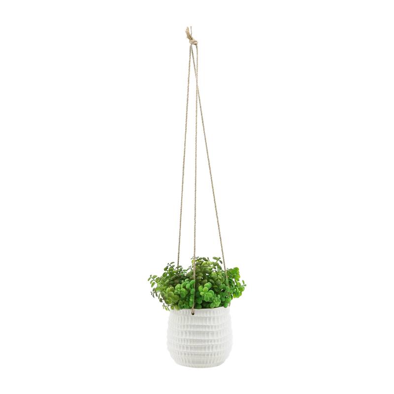 Sagebrook Home Neutral Textured Ceramic Hanging Planter
