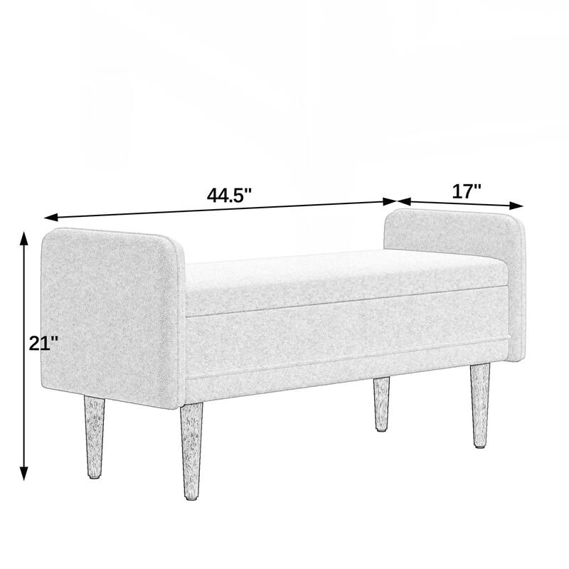 Storage Soft Bench with Armrests for Living Room, Entryway and Bedroom