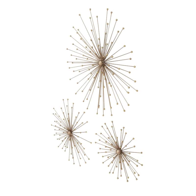 Metal Starburst 3D Home Wall Decor - Set of 3 Gold - Roche River Decor