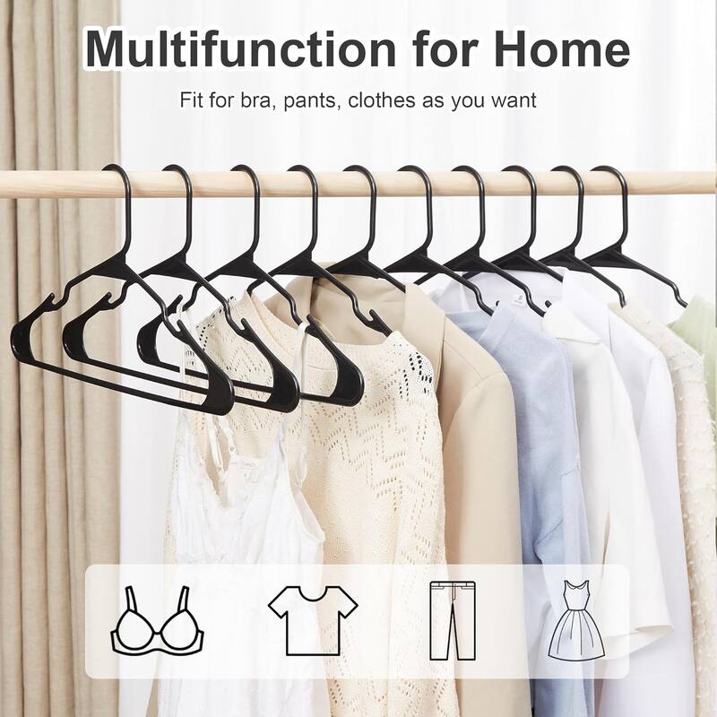 VECELO 100 Pcs Plastic Adult Hangers Holds Up To 10 Lbs Clothes Hangers