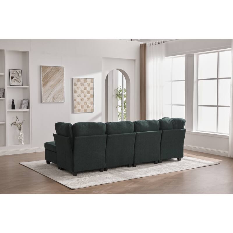 GDFStudio - Modular Polyester 6-Seat 113.39" Sectional with Storage Ottoman